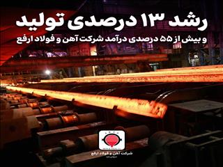 رشد ۱۳ درصدی تولید و بیش از ۵۵ درصدی درآمد شرکت آهن و فولاد ارفع