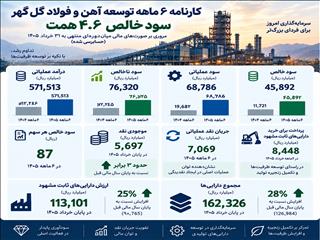 جهش درآمد عملیاتی شرکت توسعه آهن و فولاد گل گهر